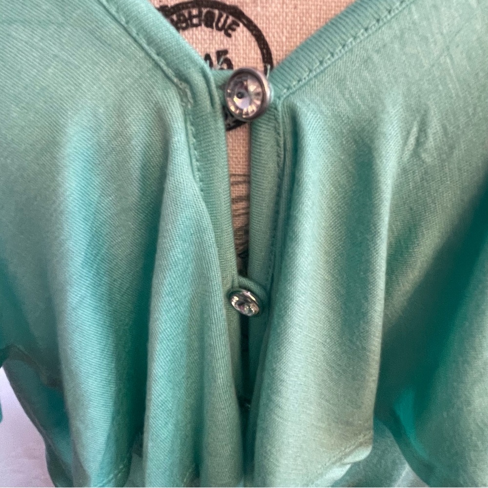 Iris Basic Mint Ruffle Tie-Front Blouse - Picture 2 of 5